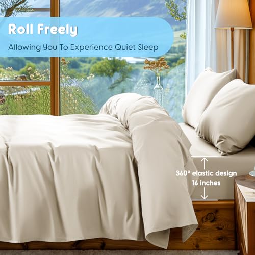 SONORO KATE 1000 Series Egyptian Cotton King Sheet Set Cream - 4 Pieces