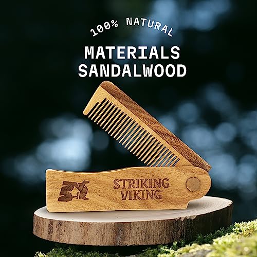 Striking Viking Pack of 2 Mustache Wax (Vanilla Scent) & Beard Folding Comb for Men