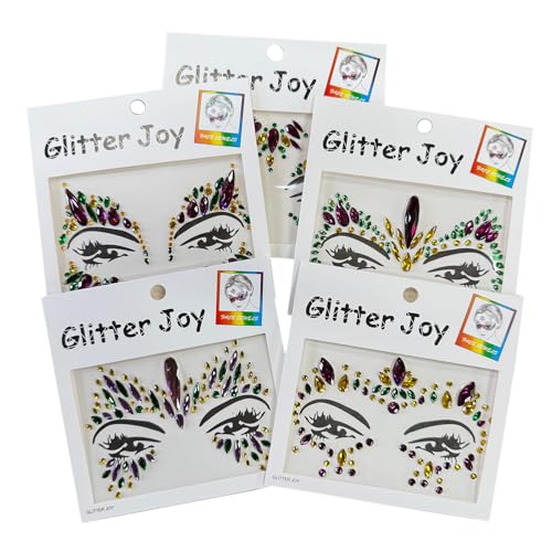 Halloween Face Gems Face Jewels Sticker Eyes Body Gem Sticker Temporary Face Tattoos,5-Pack, Multi-Color