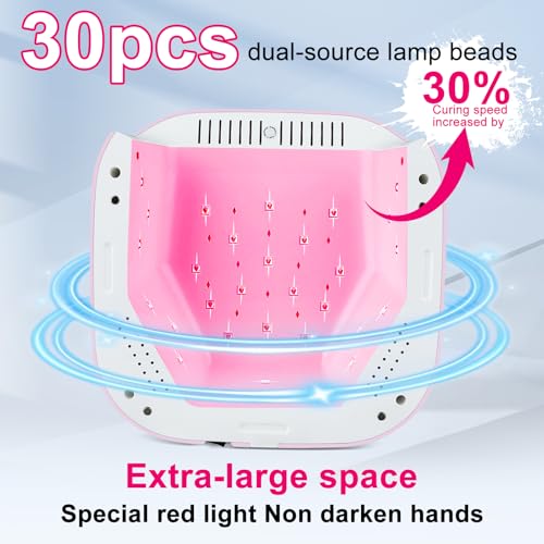 Pink UV LED Nail Lamp 54W – Professional Red Light Gel Curing for Nails