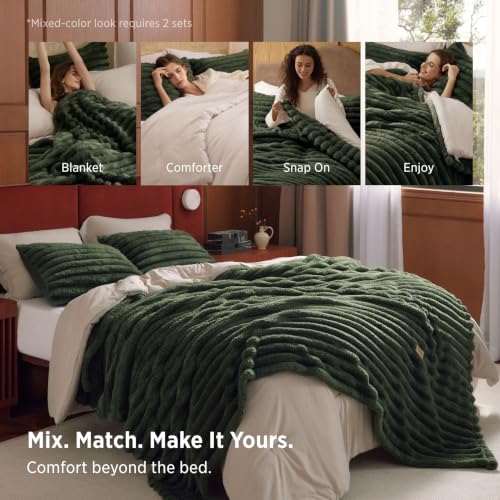 Bedsure 2-in-1 Comforter Set with Detachable Blanket - Oversized King, Beige (Variation 01)