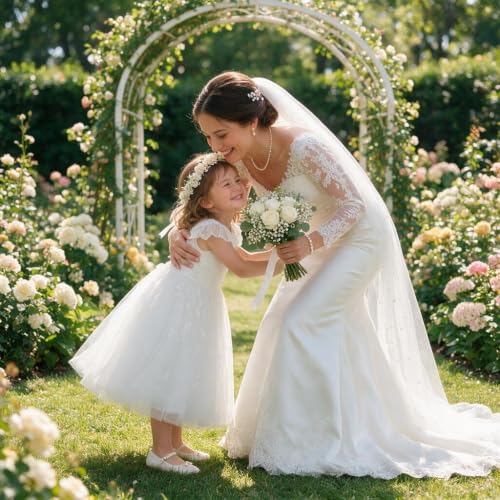 Off White Child Flower Crown with Baby's Breath for Girls Wedding & Photos - Pack of 1