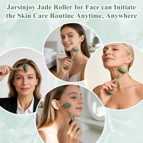 Smooth Face Roller - 100% Natural Brazilian Dongling Jade Massager for Puffy Eyes - Quiet Integrated Frame - Beauty Tool with Gift Packaging