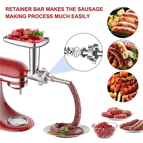 GVODE Metal Meat Grinder Attachment for KitchenAid Stand Mixer - Silver