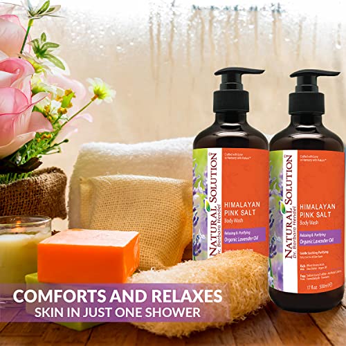 NATURAL SOLUTION Pink Salt Body Wash, Relax & Purifying Body Wash with Organic Lavender Oil - 500 ml
