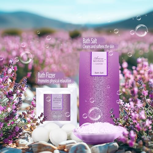 Lavender Spa Gift Set - Bath & Body Gifts Basket for Women, 8 Pieces, Aromatherapy