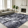 8x10 Washable Modern Abstract Area Rug - Black & White Large Carpet