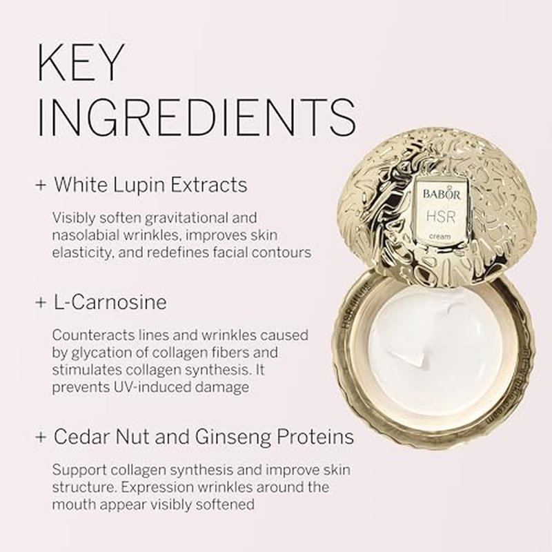 BABOR HSR Lifting Anti Wrinkle Cream, Travel Anti Aging Night Cream, Target Fine Lines & Wrinkles, Vitamin E, Increase Moisture & Radiance, Daily Moisturizer for Smoother Skin, 0.5 oz