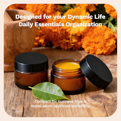 Bumobum 60 Pack 1 oz Amber Glass Jars with Lids - Cosmetic Sample Containers
