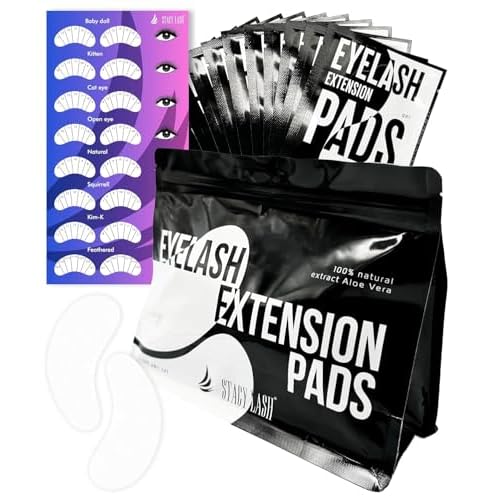 STACY LASH 100 Pairs Set Under Eye Gel Pads for Eyelash Extension - Lint Free Patches with Vitamin C and Aloe Vera Lash Supplies and Beauty tools - Hydrogel Eye Pads - Skin Moisturizes