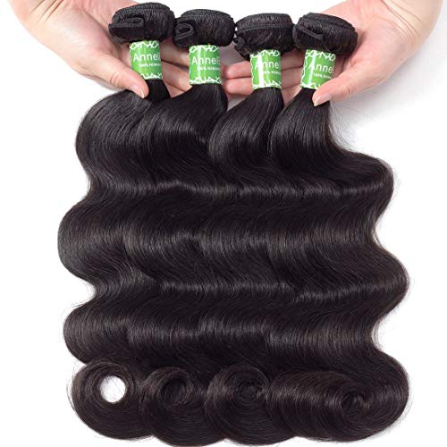 ANNELBEL 10 Inch Body Wave Human Hair Bundles 4 Pack Natural Black Virgin Hair