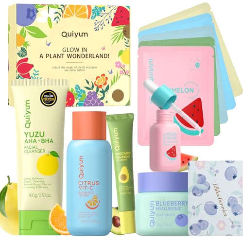 Fruit Skin Care Sets 10 Pcs - Complete Skincare Routine for Women, Hydrating & Nourishing