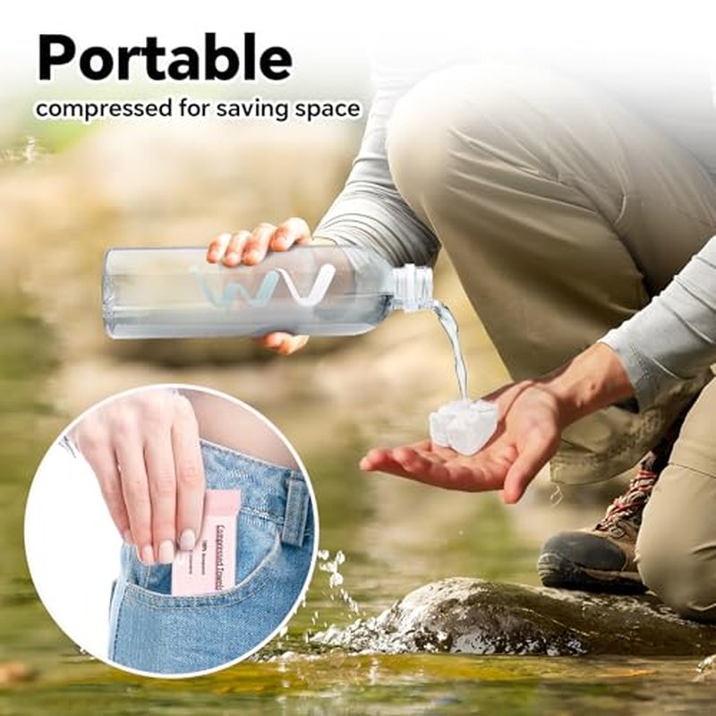 Compressed Towel 30 Pcs Disposable Compressed Face Towel Portable Cotton Coin Tissue Camping Towel for Travel/Home/Outdoor Activities