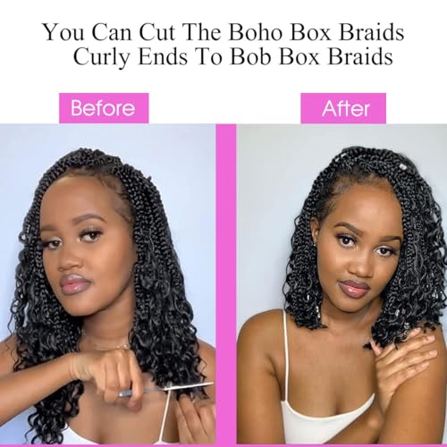 COOKOO 18in Boho Goddess Box Braids Crochet Hair 8 Packs 1B/30/27 - Pre-Looped, Heat-Resistant Synthetic