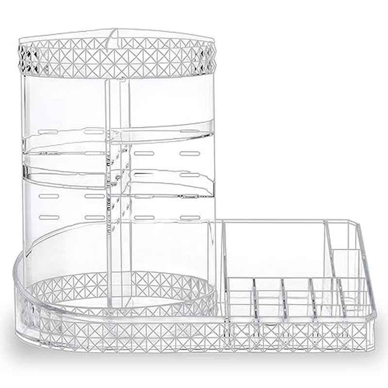 360 Rotating Skincare Organizer,Large Clear Acrylic Tiered Adjustable Perfume Tray Cosmetic Holder for Bathroom