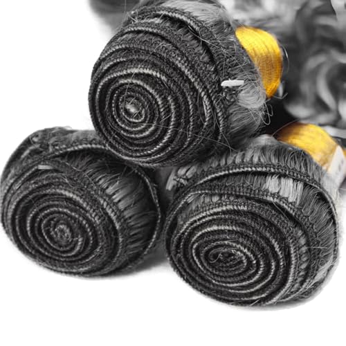 P1B Grey Brazilian Curly Wave Hair Bundles 12-34in 150g 3pc Two-Tone Sliver/Black