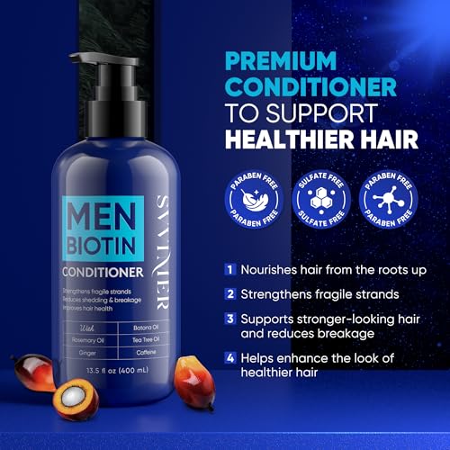 Biotin Hair Conditioner for Men - Thickening Volumizing with Rosemary & Tea Tree Oil - 13.5 Fl Oz