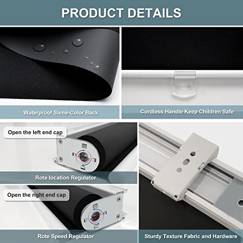 Blackout Cordless Roller Shade for Indoor Windows - 59W x 72H - Black