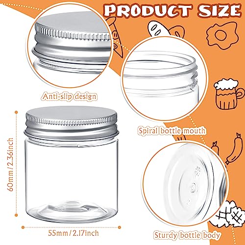 Thyle 100 Pcs Clear Plastic Jars with Lids, 4oz Refillable Containers for Cosmetics, Lotions, and Ointments, Empty Cosmetic Containers for Kitchen Household Storage (Silver)