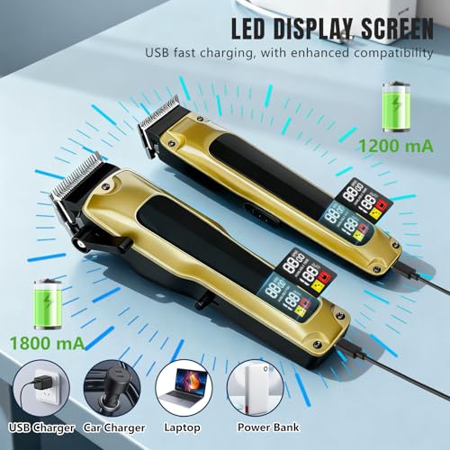 Hair Clippers for Men Professional, Cordless Clippers for Hair Cutting, Zero Gap Trimmer, Mens Clippers and Trimmers Set, Hair Clipper Set &Barber Kit with Case, Scissors and Apron, Mens Gifts