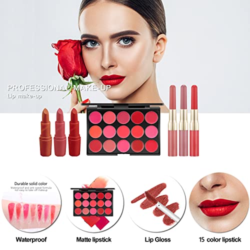 MISS ROSE M All In One Makeup Kit, Makeup Kit for Women Full Kit,Multipurpose Women's Cosmetics Set,Beginners and Professionals Alike,Easy to Carry(DLS-Pink)