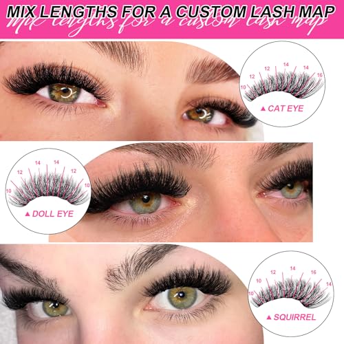 MilyBest Lash Clusters Kit Wispy, 10-18mm Fluffy Volume 100D Eyelash Clusters D Curl - Reusable DIY Lash Extension Kit for Beginners, Thick Cluster Eyelash Extensions with Bond and Seal Tweezers