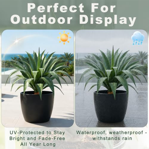 Artificial Spiked Agave Plants 32 Inches Tall, UV Resistant Faux Succulents, 2 Pack - Green