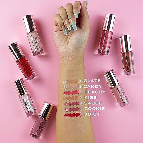 Revolution, Pout Bomb Plumping Lip Gloss, High Shine, Rich Glossy Pigment, Infused with Vitamin E, Cookie Deep Nude, 0.15 fl oz (Pack of 2)