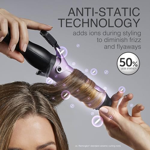 Remington Anti-Static 1.5-Inch Clipped Curling Iron with Titanium Protection, Fast Heat-Up, Ceramic Barrel for Big Voluminous Waves & Added Body, Auto Shut-Off
