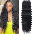 Deep Wave Human Hair Bundles - 16 Inch Natural Black, 12A Virgin Indian Wavy Weave