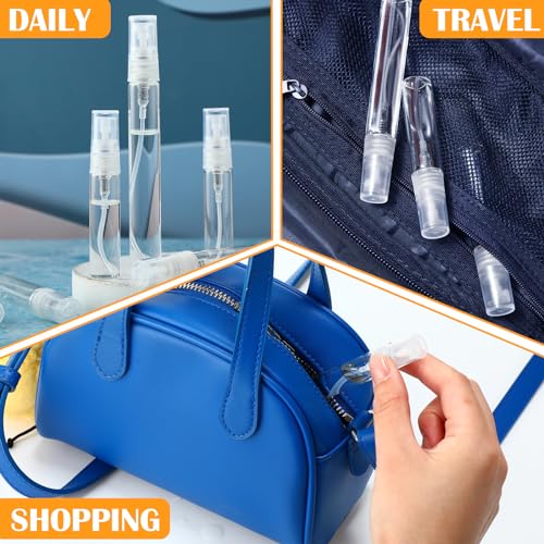 Tanlade 300 Pcs 5ml/10ml Mini Spray Bottles Refillable Clear Glass Travel Perfume Atomizer Mouthwash Bottle Cologne Small Sample Containers for Essential Oils, Retailers