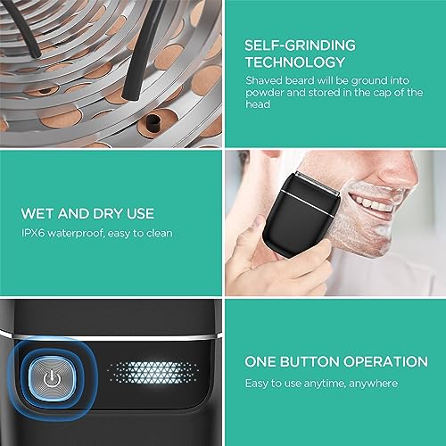 VOYOR Foil Shaver 2 in 1 Double Shavers for Men,Portable Electric Razor with Rechargeable Foil Razor Multifunction Grooming Barber Shaver IPX6 Washable Travel Shavers ER300 (Black)