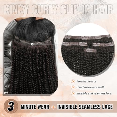 Jilbo Dark Brown Afro Kinky Curly Clip-In Hair Extensions 14 Inch 60g Remy Human Hair