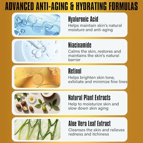 Men's Anti-Aging & Hydration Skincare Gift Set | Facial Cleanser, Scrub, Eye Cream, Serum & Moisturizer