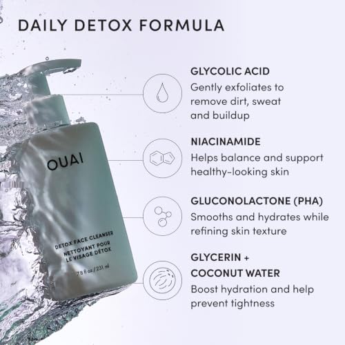 OUAI Detox Facial Cleanser with Glycolic Acid - 7.8 Fl Oz - Deep Cleansing & Hydrating Skin Care