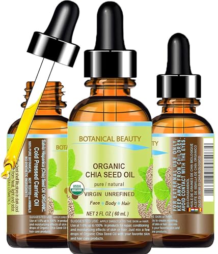 Organic Chia Seed Oil 2 Fl Oz - Pure Cold-Pressed Skin & Hair Moisturizer