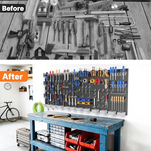 Garage Tool Organizer Boards Kit with Hooks - Black