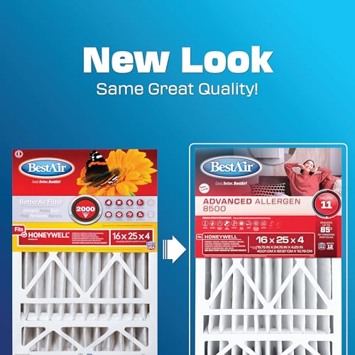MERV 11 Air Filter 16x25x4 - 3 Pack Allergen & Dust Filtration