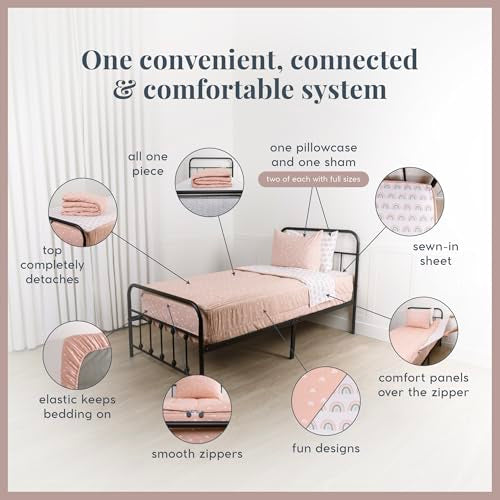Kids Zipper Bedding Set - Peach Rainbow Toddler All-in-One Bed Cover
