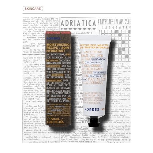 KORRES Athenian Grooming Mattifying Moisturizer for Men with Salicylic & Hyaluronic Acid, Lightweight Pore-Minimizing Face Cream, Silicone-Free, Vegan, 1.69 fl oz