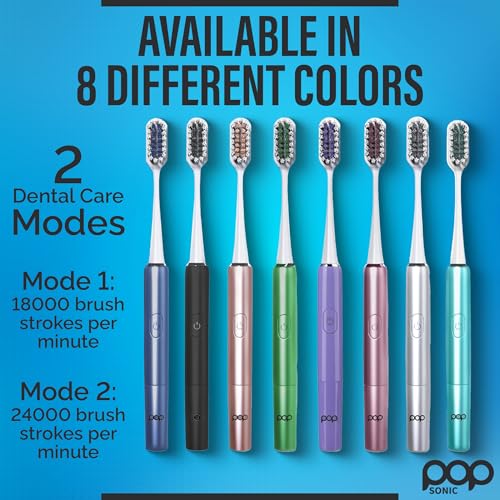 Pop Sonic Go Plus Rose Gold Electric Toothbrush for Adults - 2 Speed, Travel Case, 18000-24000 Strokes/Min