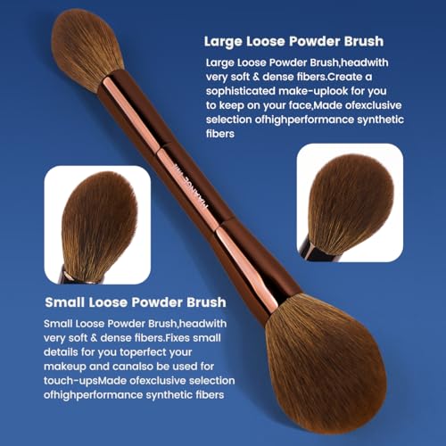 Brown 20-Piece Makeup Brush Set with Bag - Face, Eye, Foundation, Blending