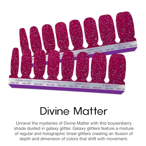 Color Street Divine Matter Nail Strips - 16 Double-Ended, Boysenberry Glitter