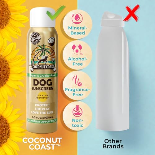 Dog Sunscreen SPF 30+ Natural Mist with Vitamin E Aloe for Sensitive & White Coats