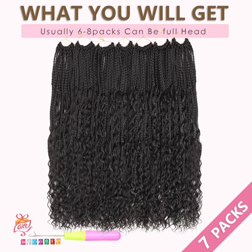 24 Inch Goddess Box Braids Crochet Hair - Pack of 7, 1B#