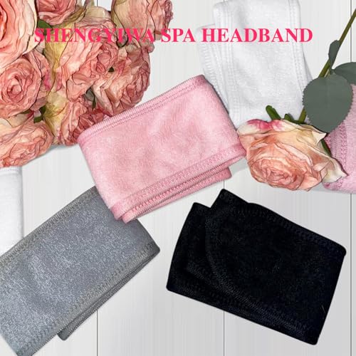 Pink Adjustable Spa Headbands 30 Pack Non-Slip Facial Hair Wraps for Face Washing, Makeup & Yoga - SHENGYIWA