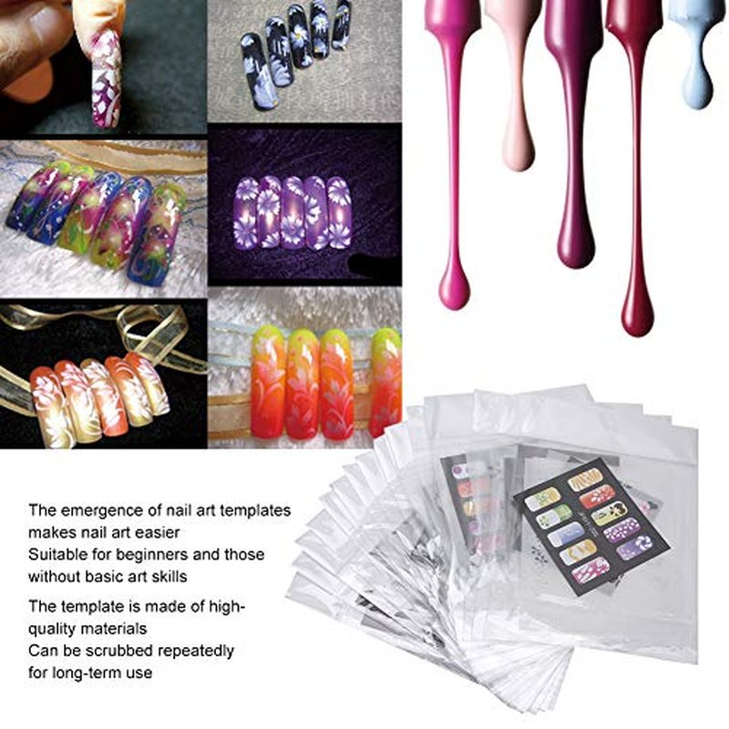 ?shenruifa 20Pcs Reusable Nail Art Stencils Kit - DIY Manicure Templates for Nail Design, French Tips & Gel Polish Application