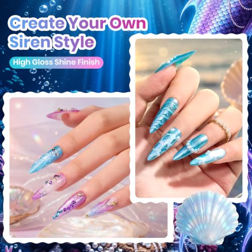 Beetles Glitter Gel Nail Polish Set - Mermaid & Ocean Blue Shades, 6 Colors, UV LED Soak-Off