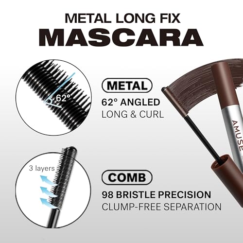 Amuse Seoul Long Fix Metal Tubing Mascara Black - Smudge Proof, Curling & Volumizing