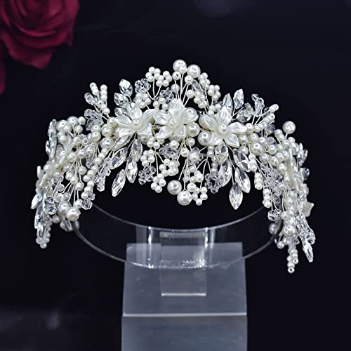 Pearl Bridal Headband Wedding Headpiece for Bride - Handmade Crystal & Pearl Design